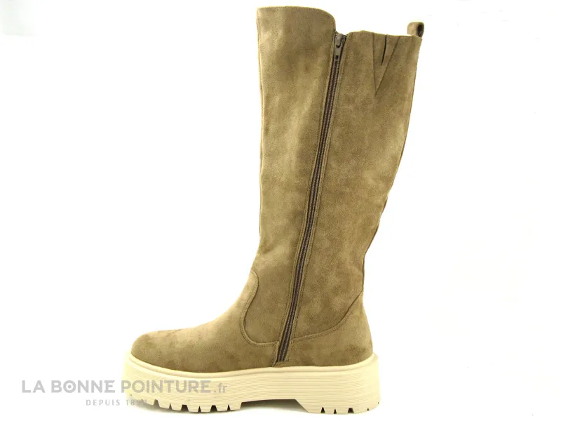 Achat chaussures Millie et Co Femme Botte, vente Millie and Co B841503 Taupe - Botte beige - Semelle epaisse