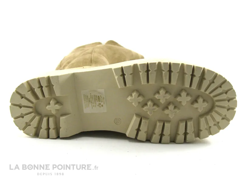 Achat chaussures Millie et Co Femme Botte, vente Millie and Co B841503 Taupe - Botte beige - Semelle epaisse