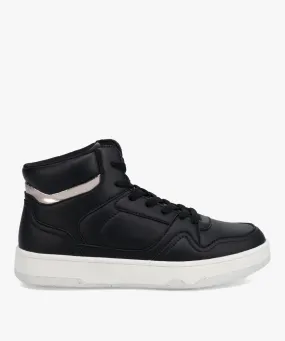 baskets femme mid-cut unies a semelle pailletee noir baskets et tennis