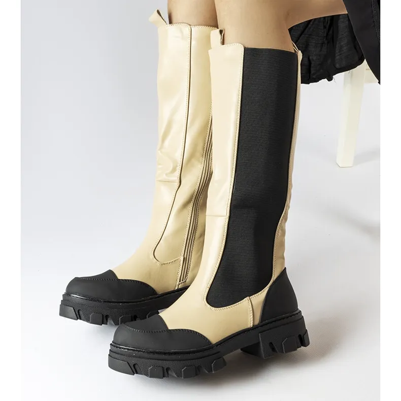 Bottes hautes Pasquale beiges