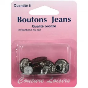 Boutons jeans couleur bronze X6 - Couture loisirs