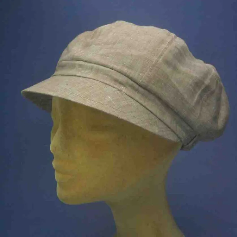 Casquette gavroche en lin coloris taupe | Casquette d'été femme