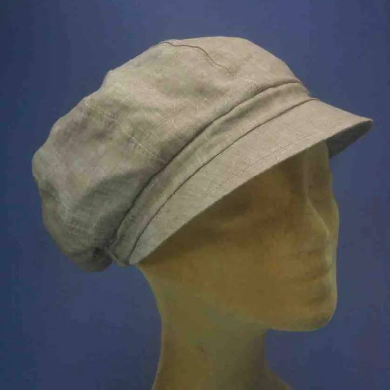 Casquette gavroche en lin coloris taupe | Casquette d'été femme