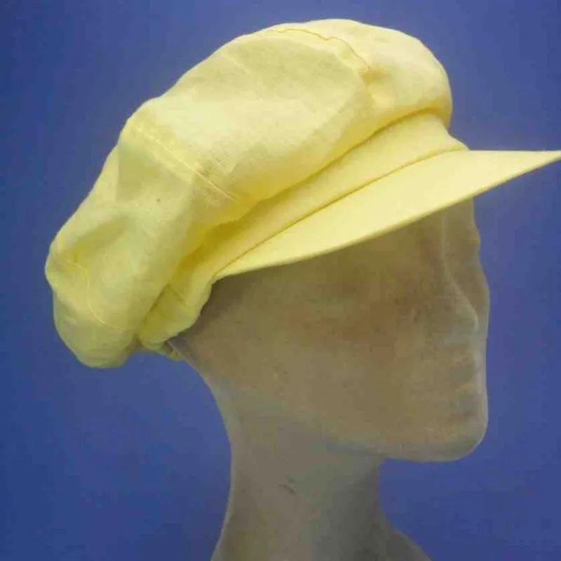 Casquette gavroche grand plateau lin coloris jaune | Casquette femme