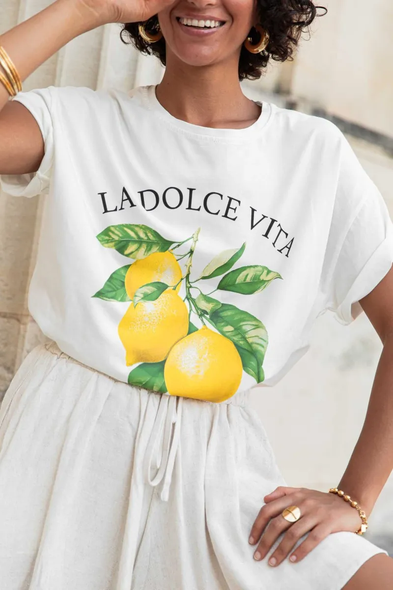 DOLCÉ Blanc T-Shirt Loose citron femme