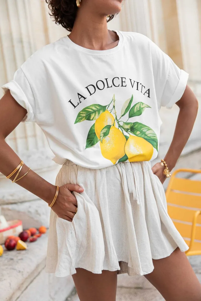 DOLCÉ Blanc T-Shirt Loose citron femme