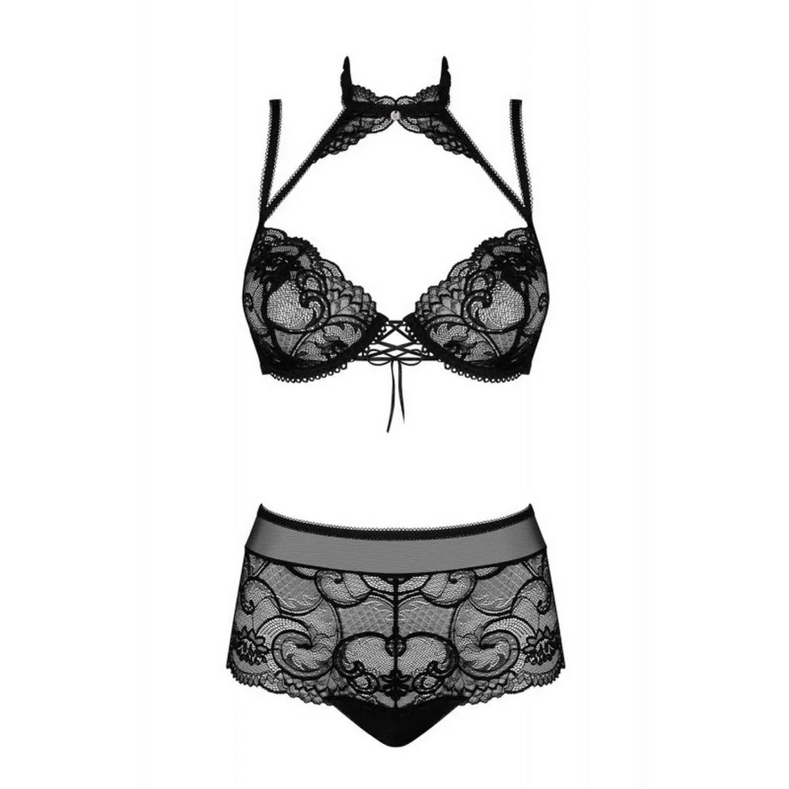 Ensemble 2 pièces - Soutien-gorge corbeille et shorty - Noir Obsessive | 3 Suisses