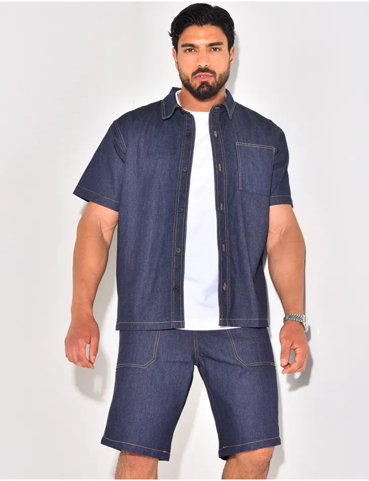 Ensemble en jeans short et chemise manches courtes / 62683 - JEANS INDUSTRY