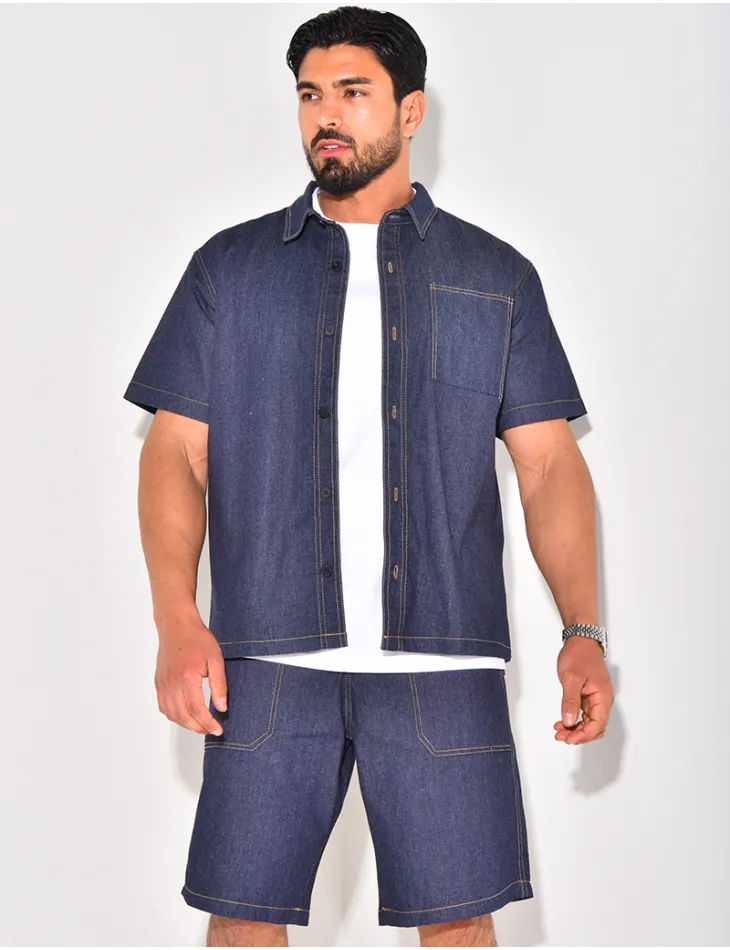 Ensemble en jeans short et chemise manches courtes / 62683 - JEANS INDUSTRY