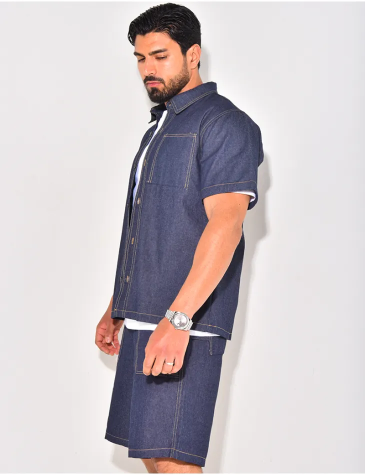 Ensemble en jeans short et chemise manches courtes / 62683 - JEANS INDUSTRY