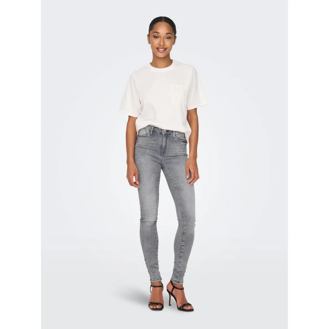 Jean skinny gris en coton Jade | 3 Suisses