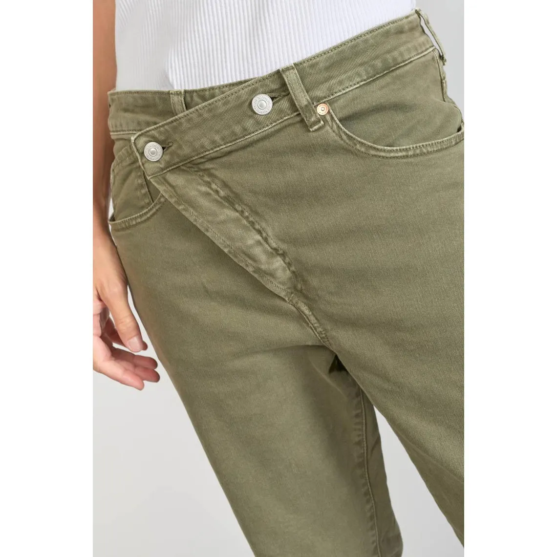 Jeans boyfit cosy, 7/8ème vert en coton Iris | 3 Suisses