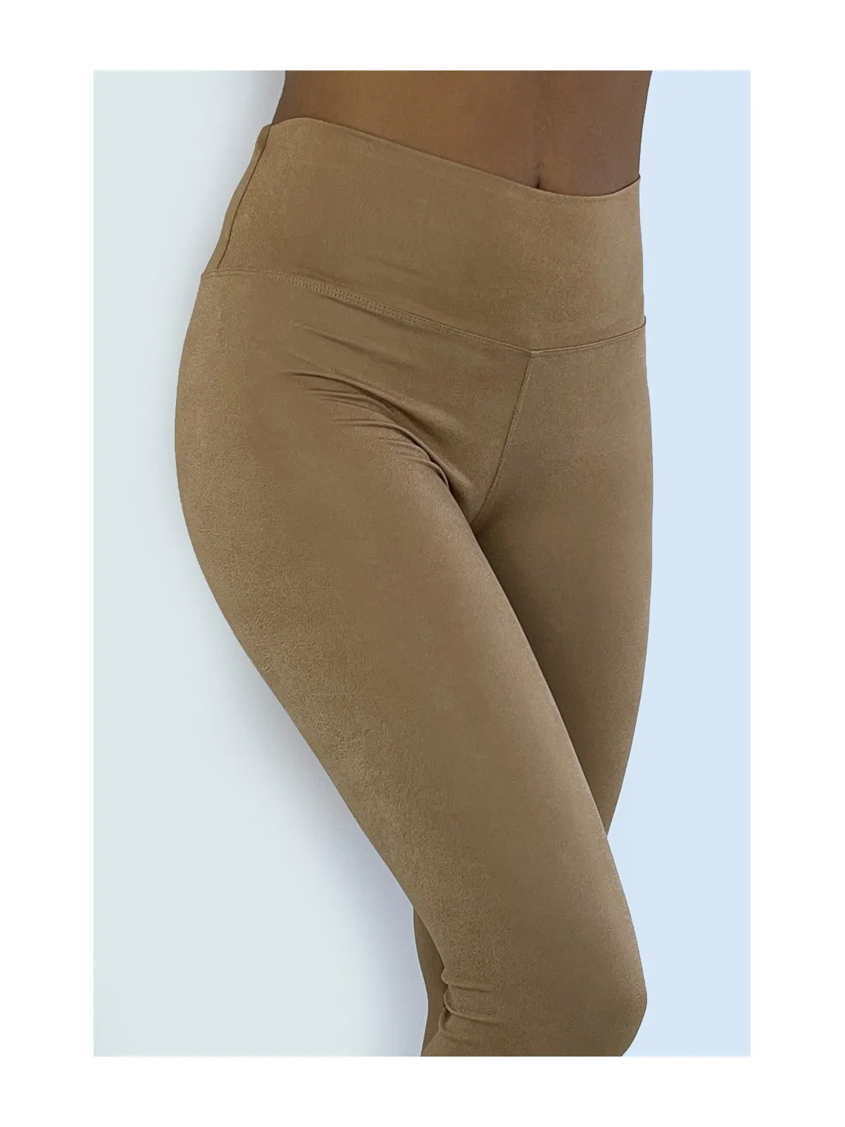 Legging camel avec joli un effet cuir. Legging femme fashion