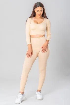 Legging côtelé beige