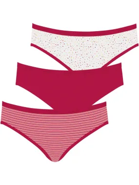 Lot de 3 slips femme Mode - Rouge clair