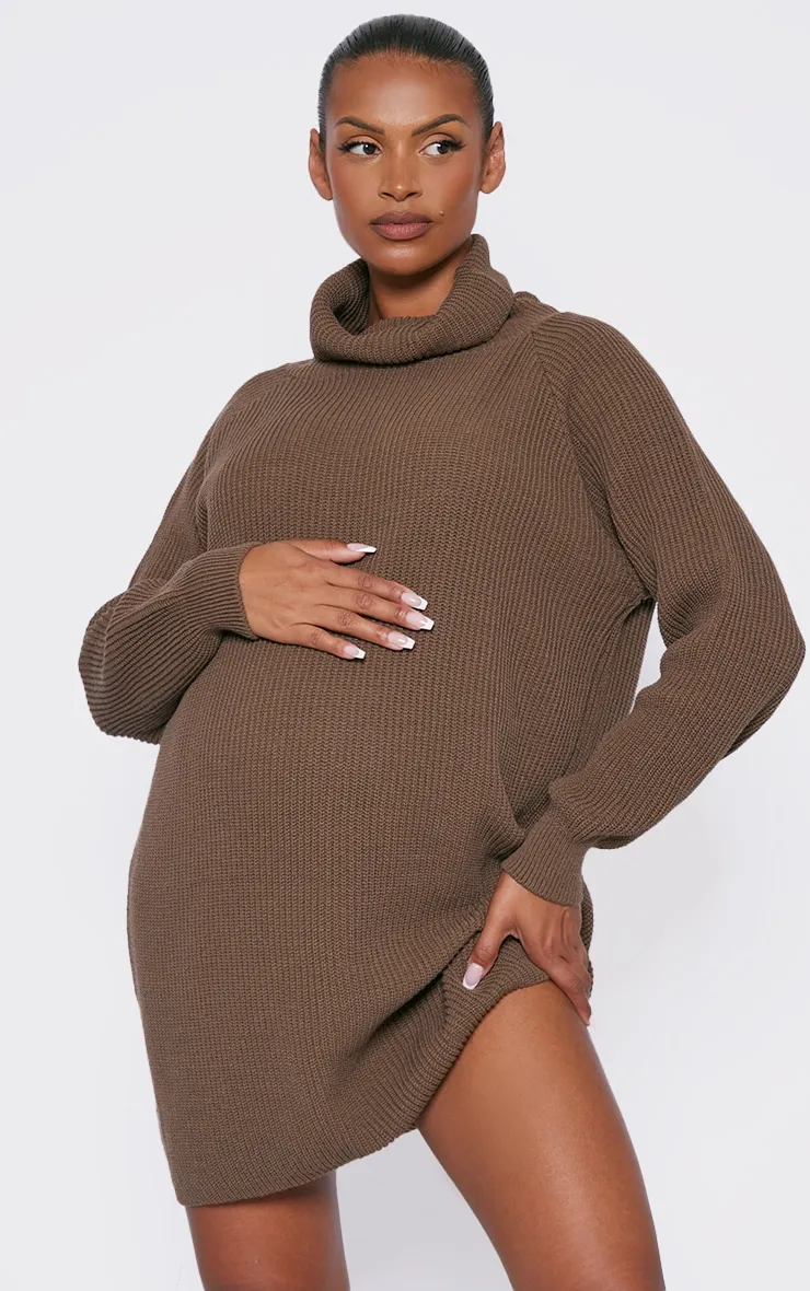 Maternité Robe pull de grossesse oversize taupe