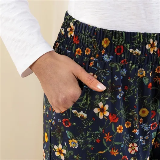 Pantalon fluide fleuri multicolore