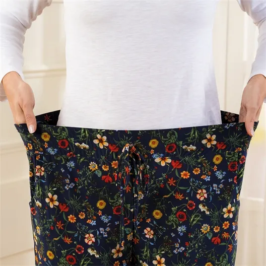 Pantalon fluide fleuri multicolore