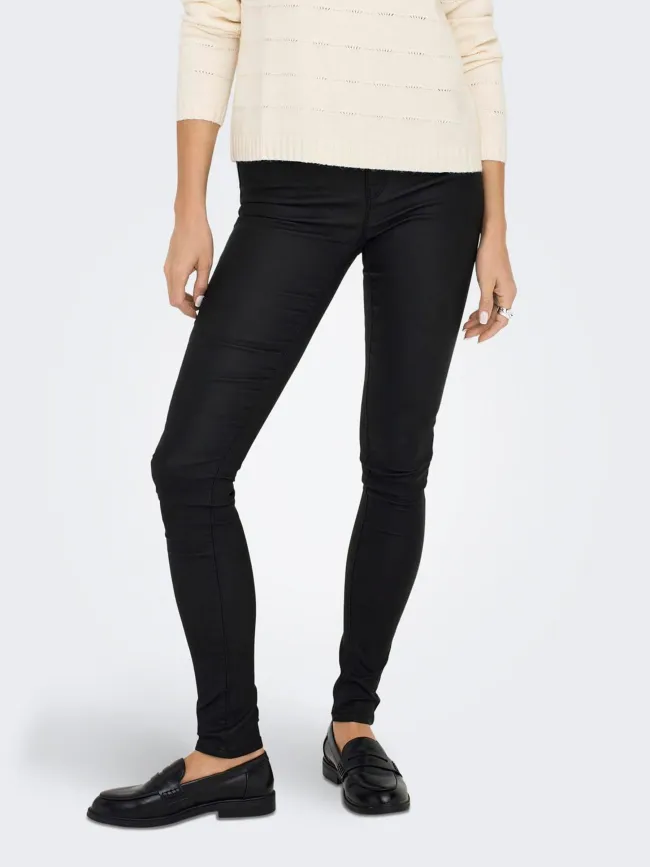 Pantalon skinny enduit noir femme - Only | wimod