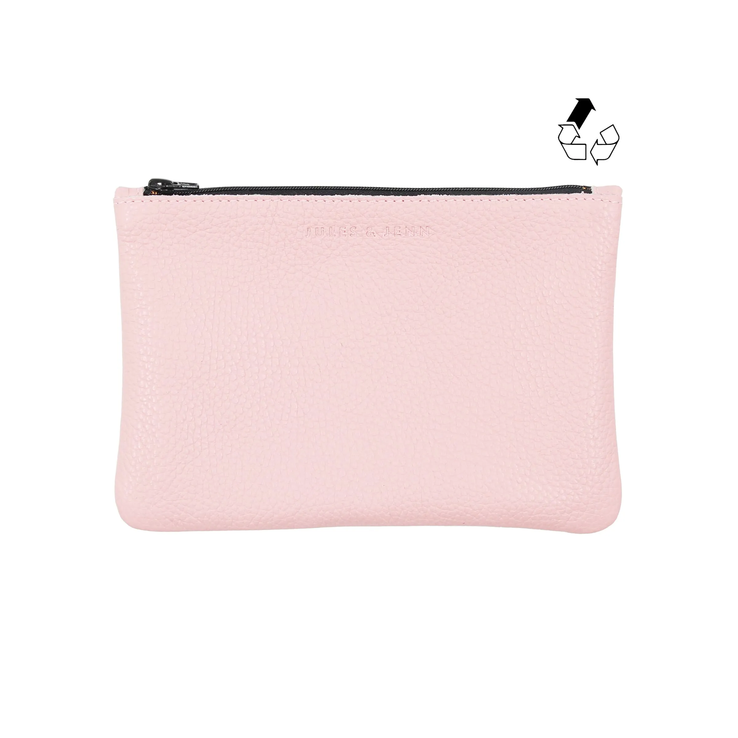 Pochette cuir upcyclé grainé rose