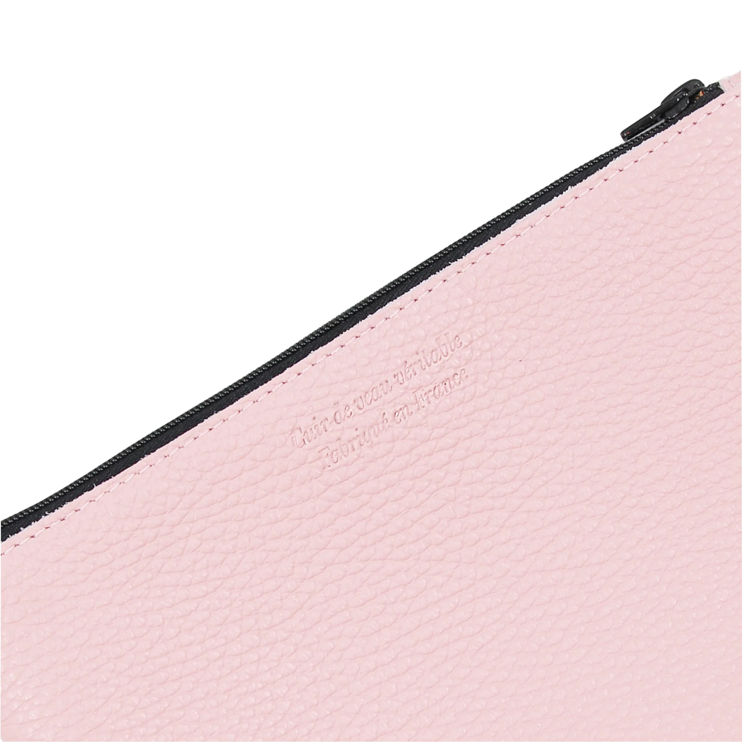 Pochette cuir upcyclé grainé rose