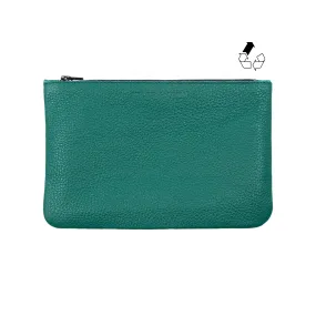 Pochette cuir upcyclé grainé vert