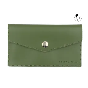 Pochette enveloppe cuir upcyclé kaki