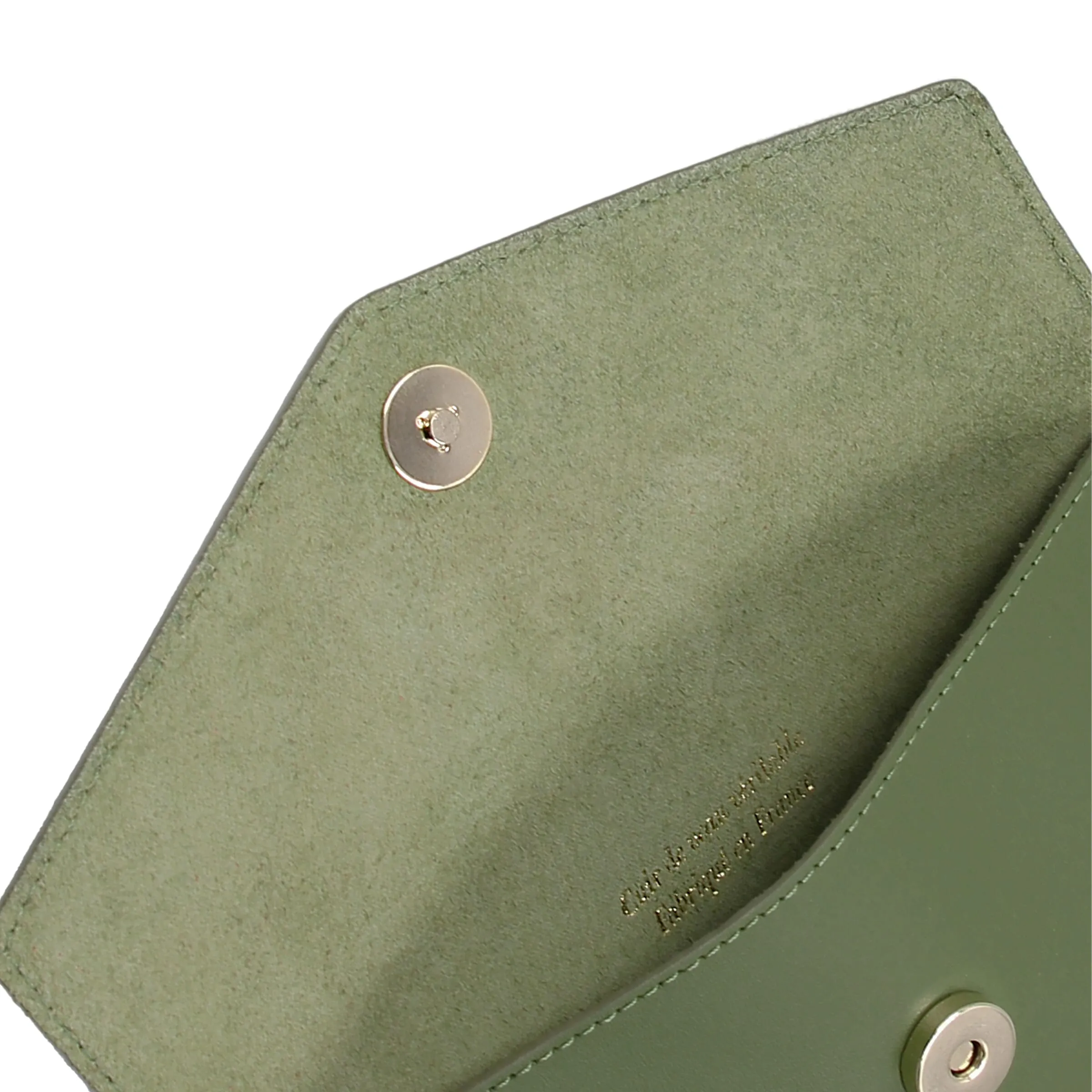 Pochette enveloppe cuir upcyclé kaki