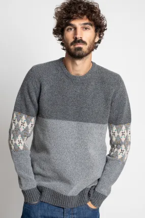 Pull jacquard en laine recyclée Lenôtre col rond | Pull pour homme | JAQK Taille S Couleur Gris chiné