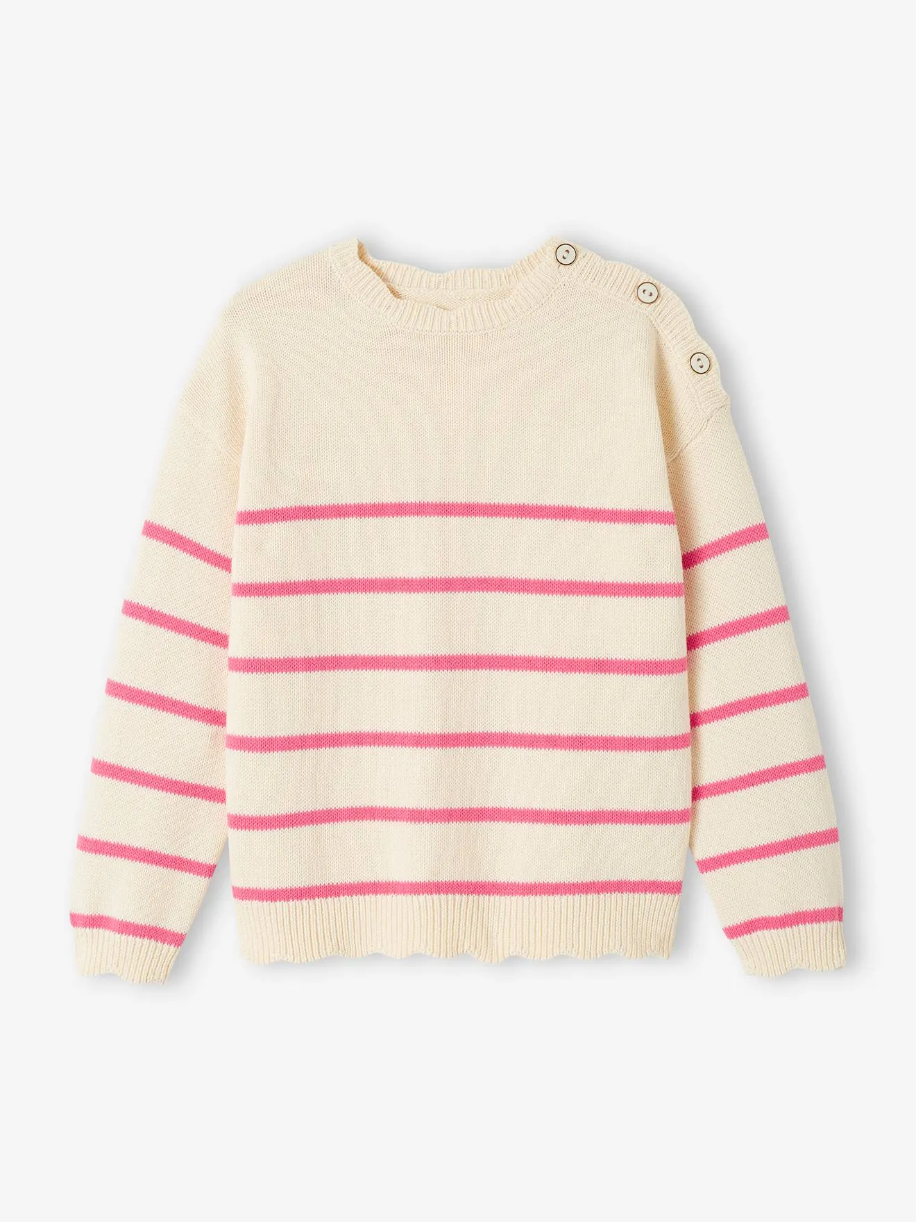 Pull marinière fantaisie fille rose bonbon - Vertbaudet