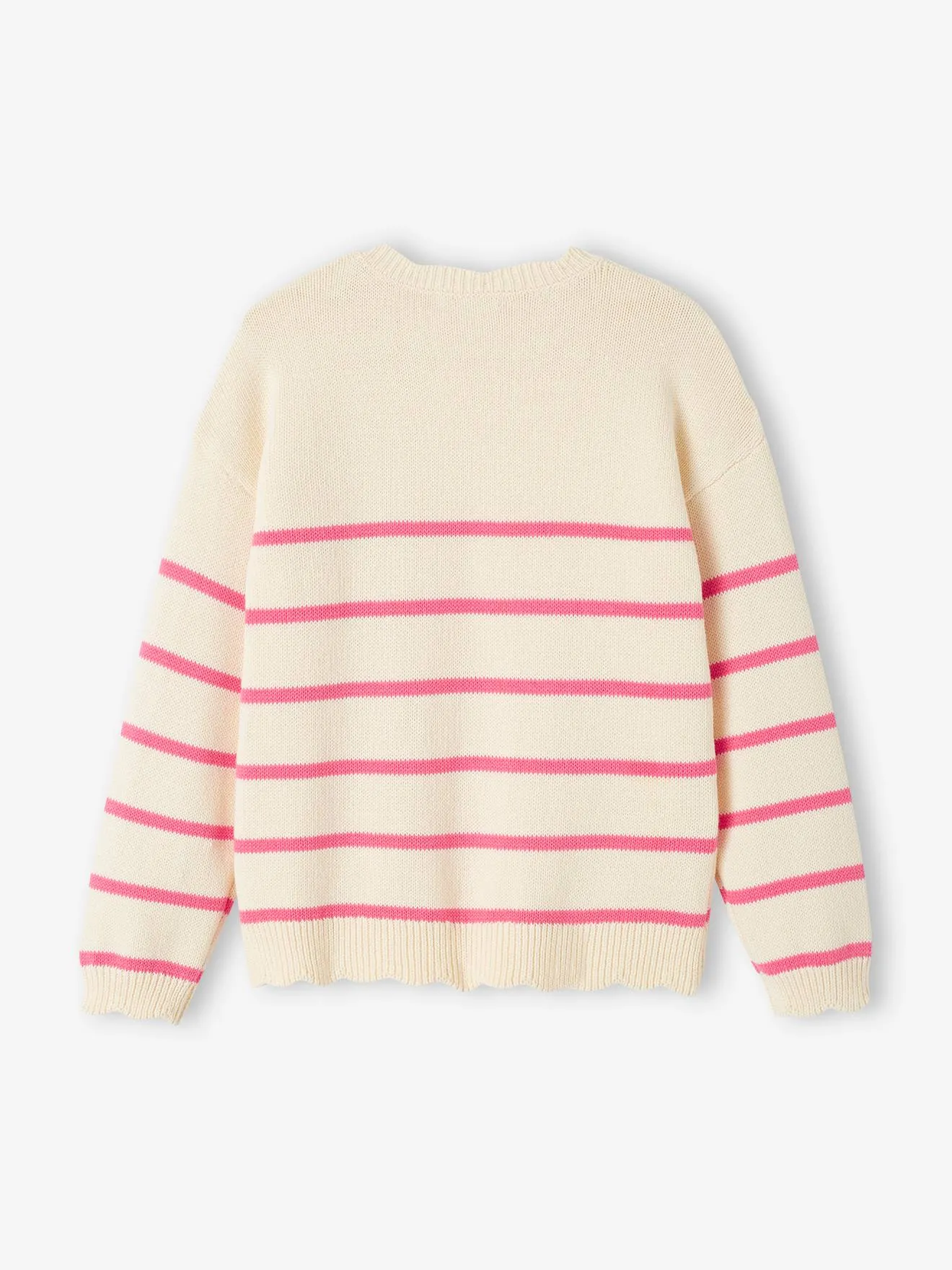 Pull marinière fantaisie fille rose bonbon - Vertbaudet