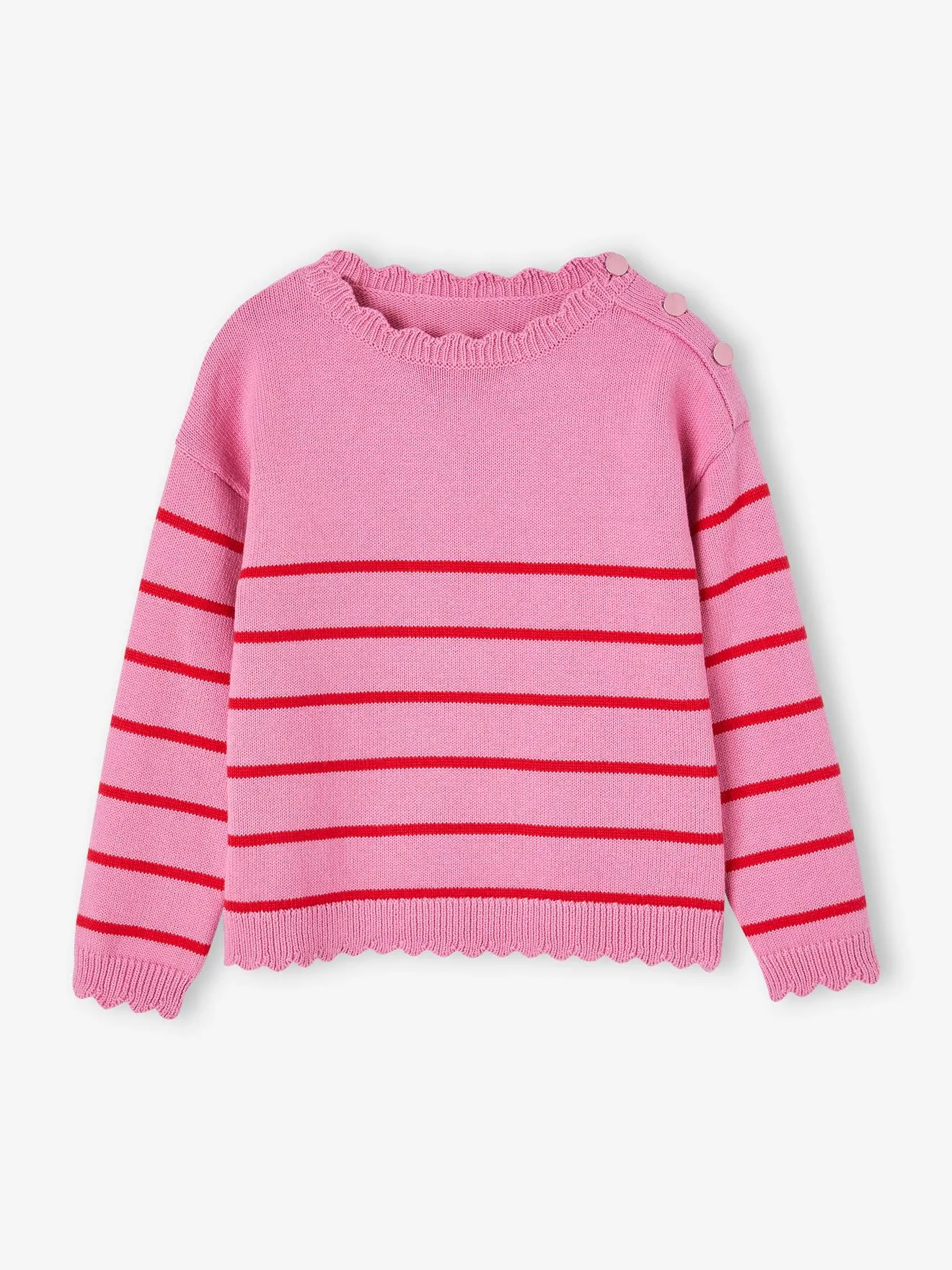 Pull marinière fantaisie fille rose bonbon - Vertbaudet