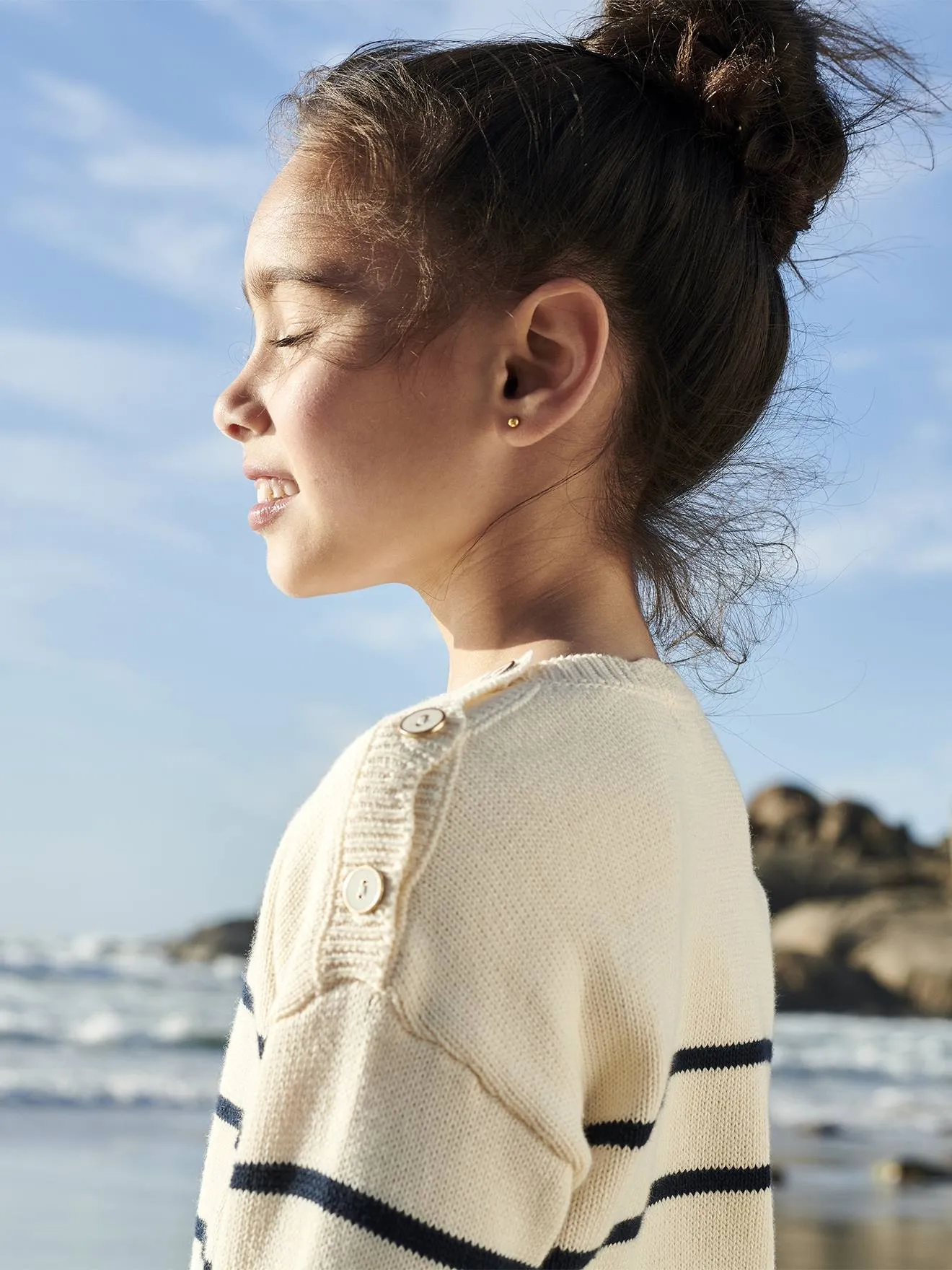 Pull marinière fantaisie fille rose bonbon - Vertbaudet