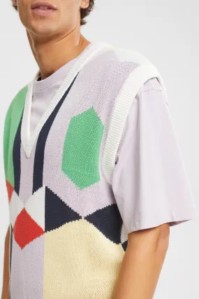 Pull sans manches à motif multicolore