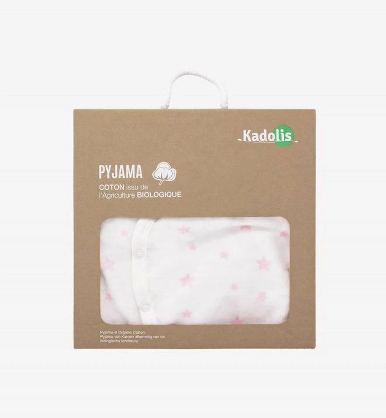 Pyjama bébé en Coton Bio imprimé étoiles rose - Kadolis