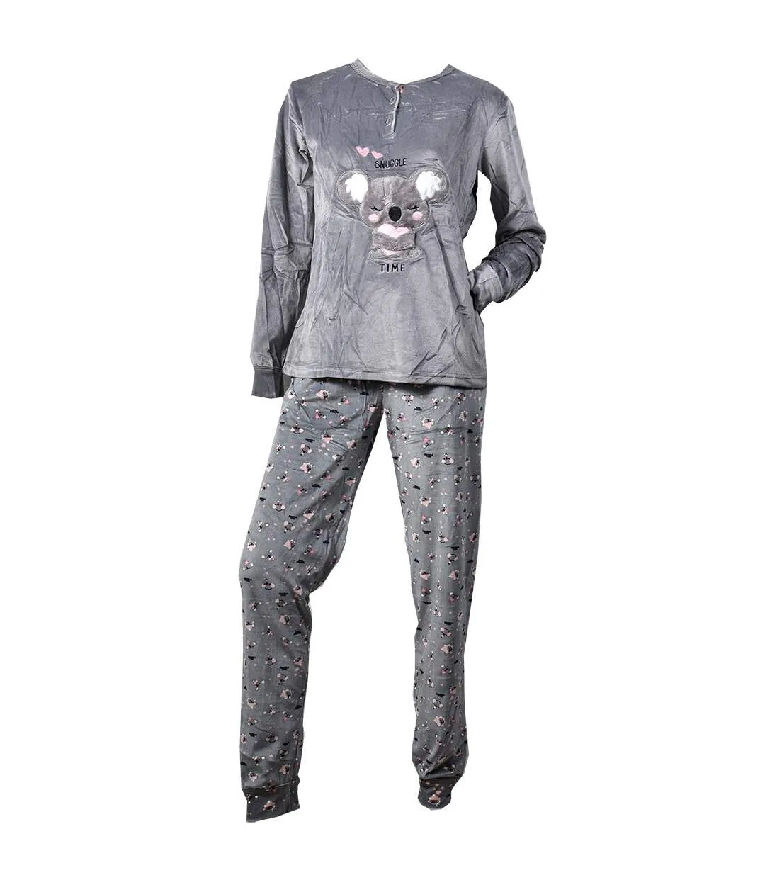 Pyjama Femme Long Cocooning Polaire 109 KOALA Gris