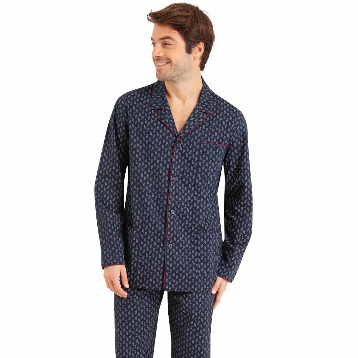 Pyjama long ouvert homme Popeline Vert Manches longues en coton Eminence - Pyjama & Peignoir Homme sur MenCorner