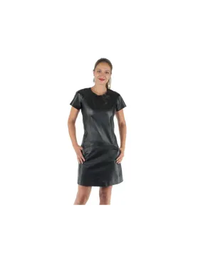 Robe bridget waxy Giorgio en cuir agneau ref 35431-noir