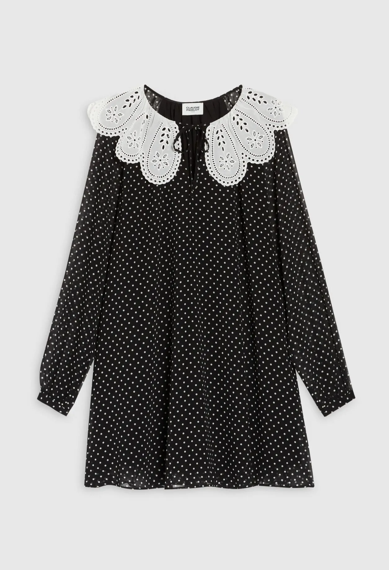 Robe courte Rifi large col imprimé pois | Claudie FR