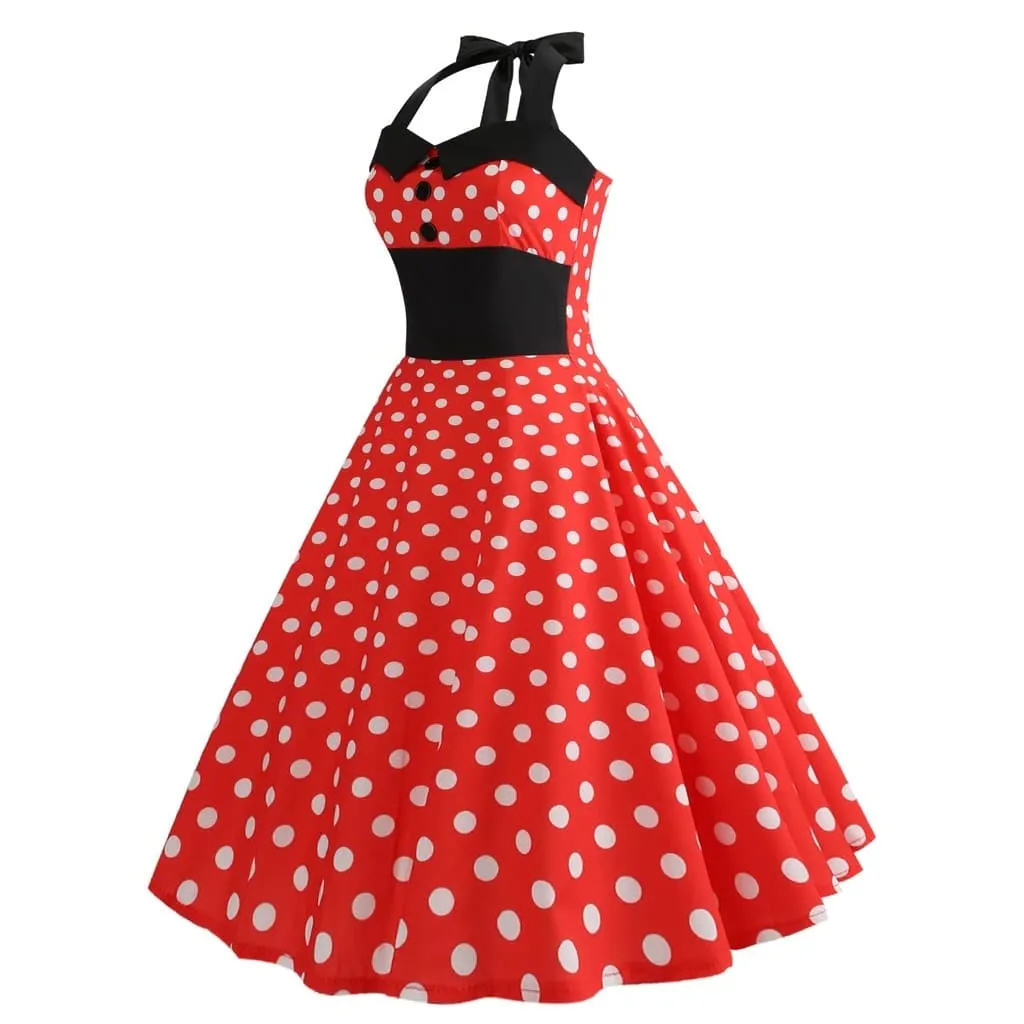 Robe Vintage  Pin-Up Rouge Pois