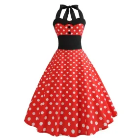 Robe Vintage  Pin-Up Rouge Pois