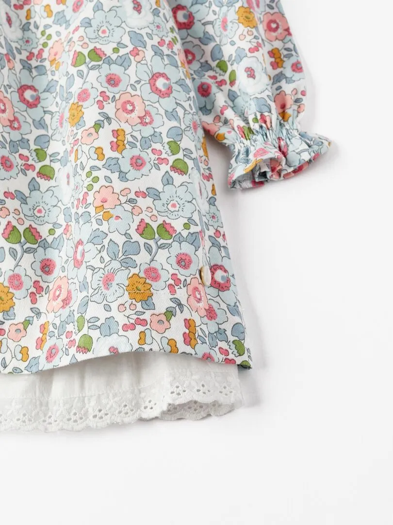 Robe à fleurs avec volants pour bébé fille manches longues  ROYALS OFF DUTY - Blanc