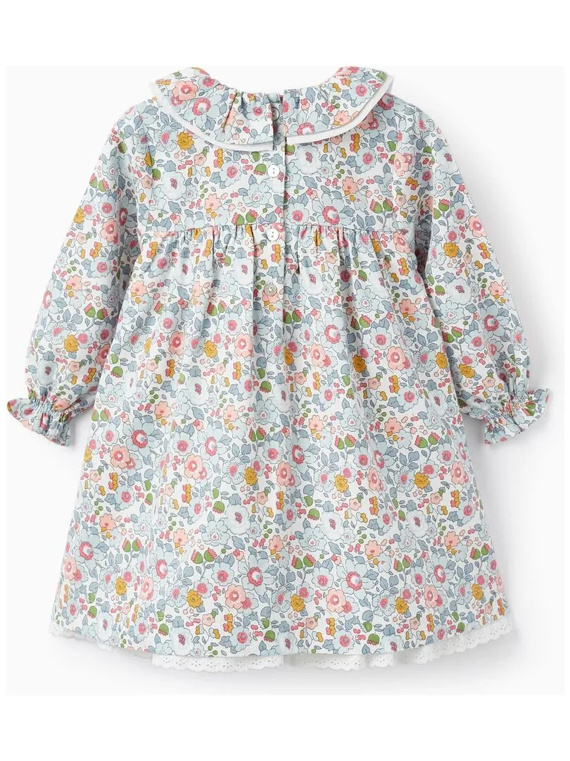 Robe à fleurs avec volants pour bébé fille manches longues  ROYALS OFF DUTY - Blanc