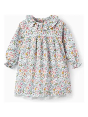 Robe à fleurs avec volants pour bébé fille manches longues  ROYALS OFF DUTY - Blanc