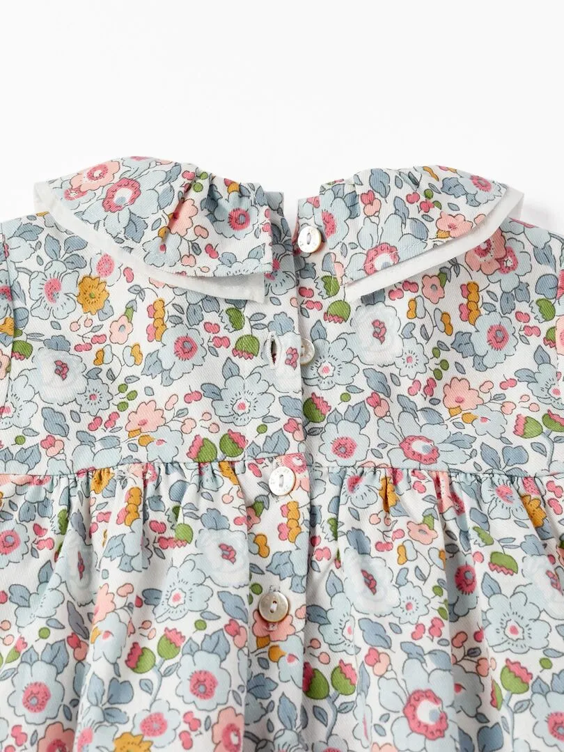 Robe à fleurs avec volants pour bébé fille manches longues  ROYALS OFF DUTY - Blanc