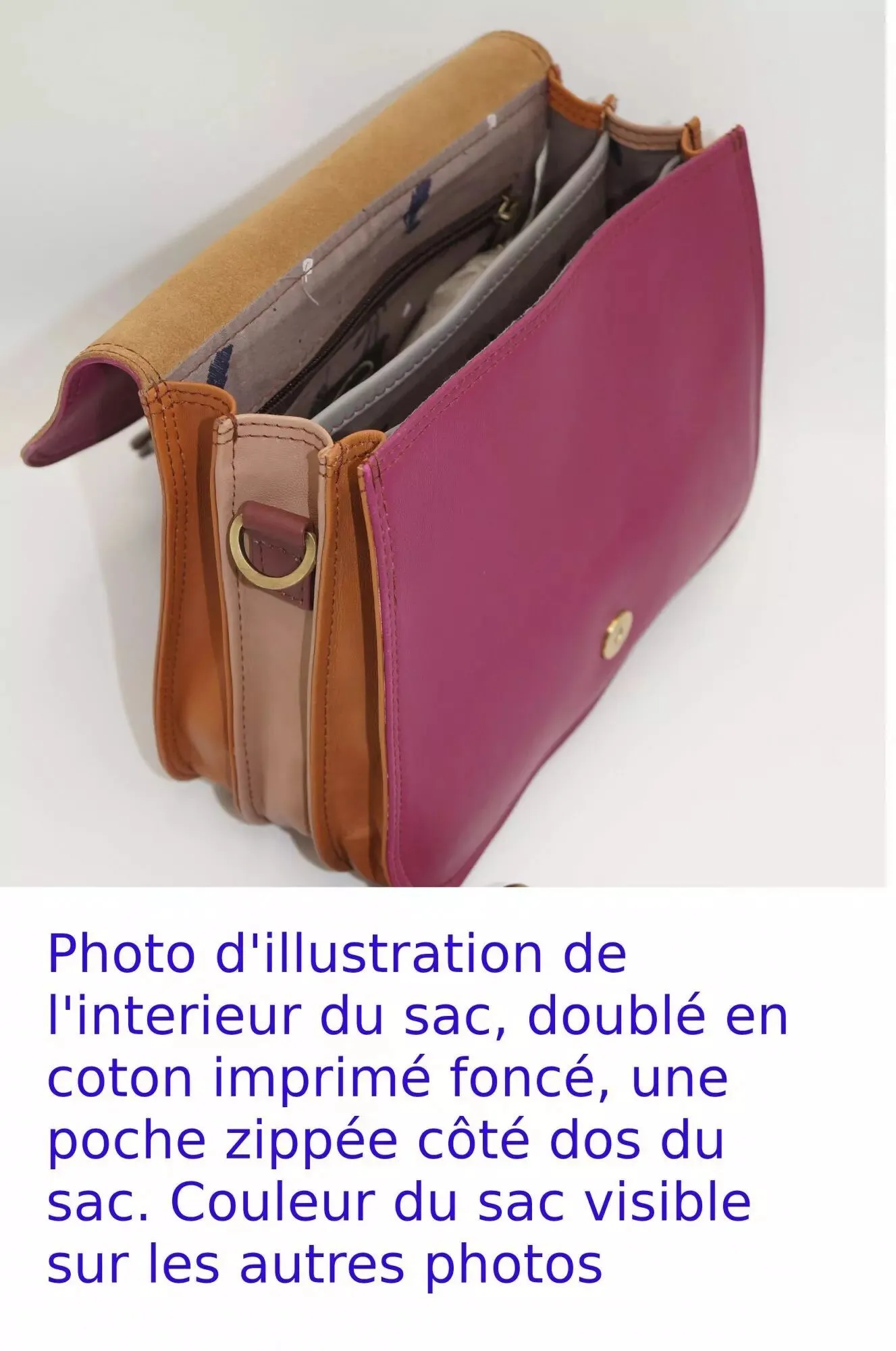 Sac en cuir chic rouge intense et bleu ciel modèle unique