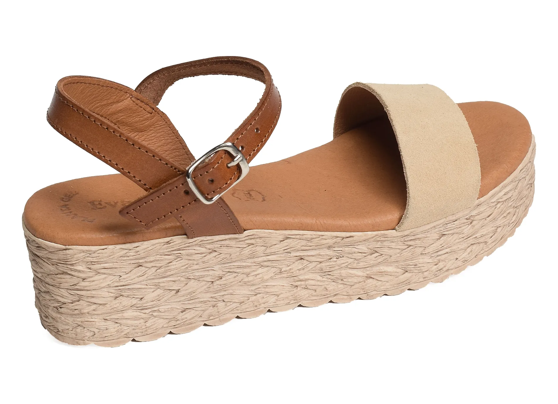 sandales compensees Eva frutos  790 serraje beige marron 