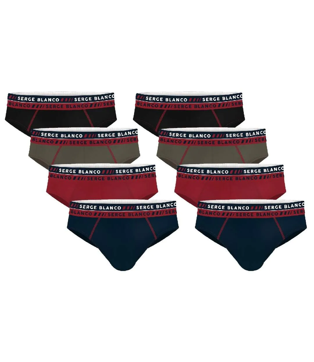 Slips Homme SERGE BLANCO Coton Majoritaire Pack de 8 Slips SBL CLA