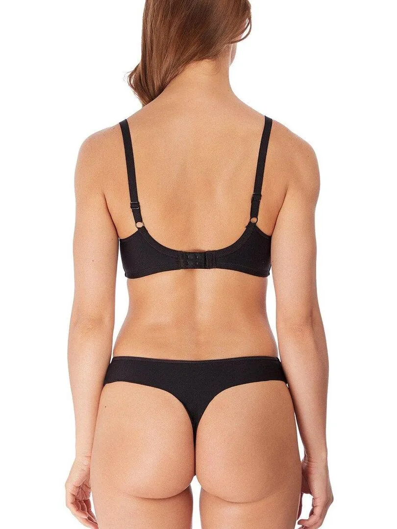 Soutien-gorge chic broderie suisse et armatures Lisse - Noir