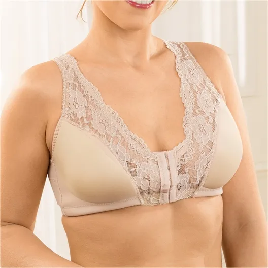 Soutien-gorge dentelle ouverture devant chair ou blanc